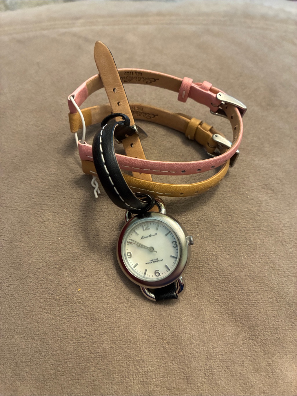 Nwot Leather Wrap Watch With Pink Tan And Black Straps
